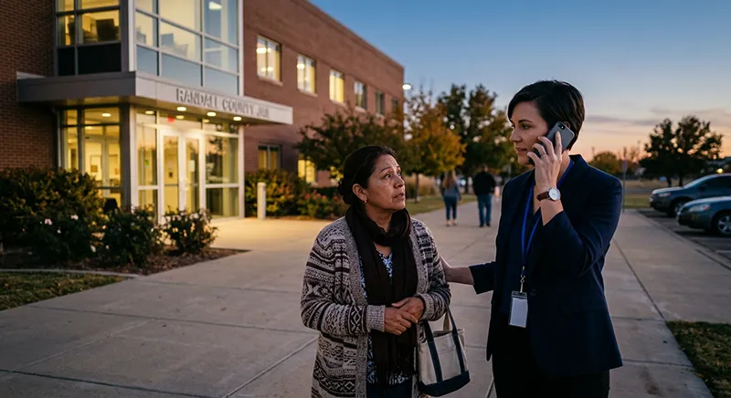 Bail bonds agent assisting a client with the process in Amarillo Texas